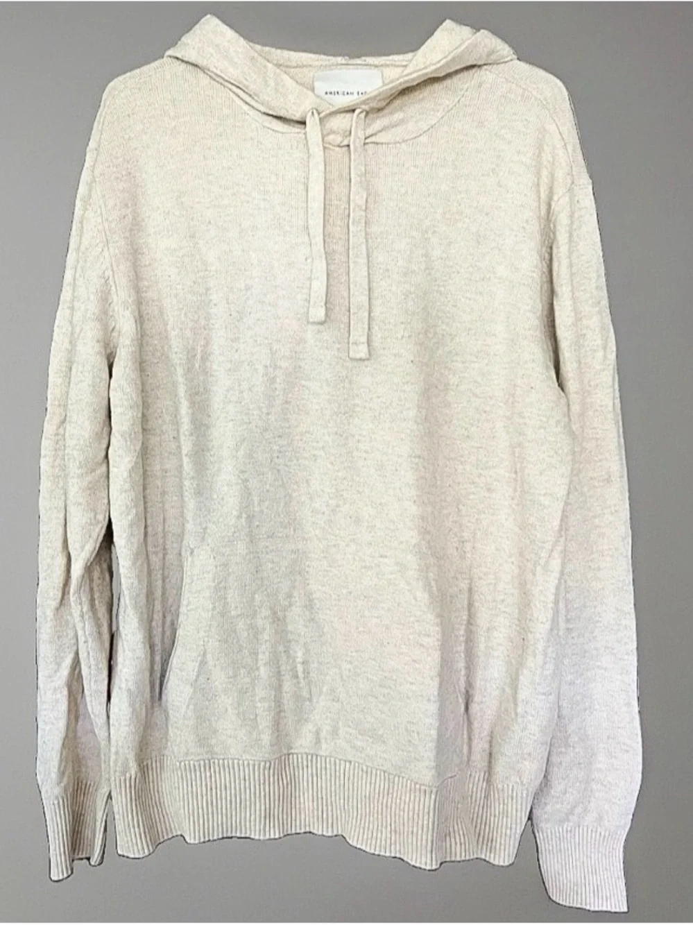 American Eagle Outfitters Men's Cream Crewneck Hoodie Sweater
